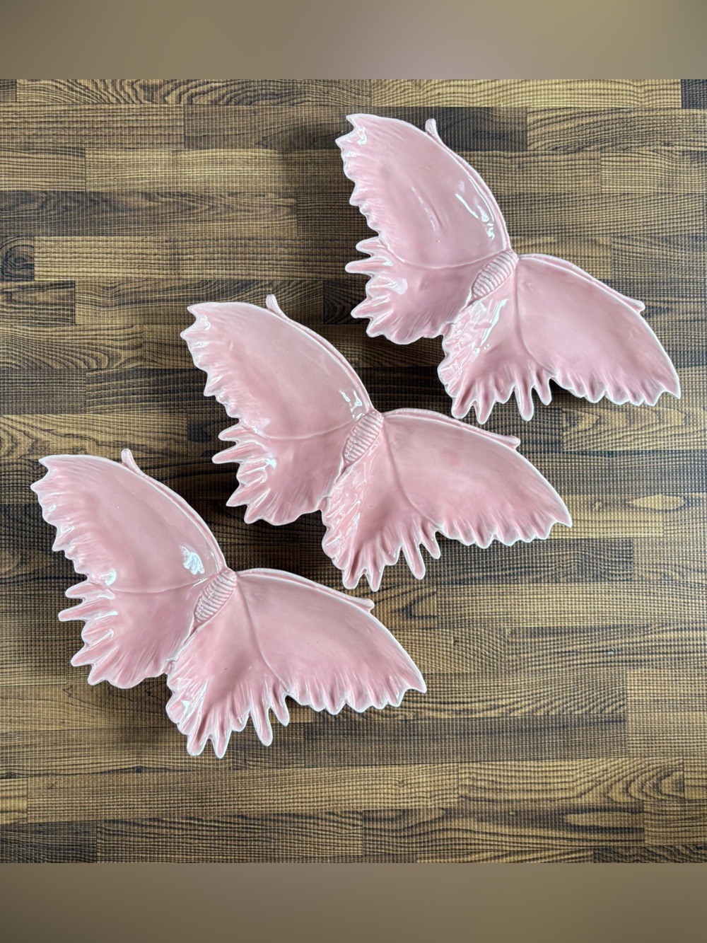 NWT Creative Co-Op Pink Ceramic Butterfly Serving Dishes